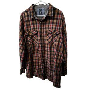 RedHead Men’s Plaid Shirt – 2XL Tall – Brown/Black/Red – 100% Cotton